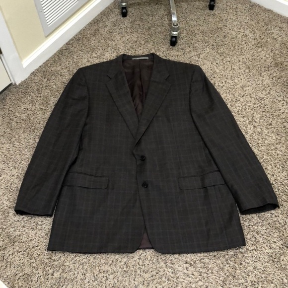 Hickey Freeman Blazer Suit Jacket Size 46L 46 Long Gray Plaid Worsted Wool - Picture 2 of 9